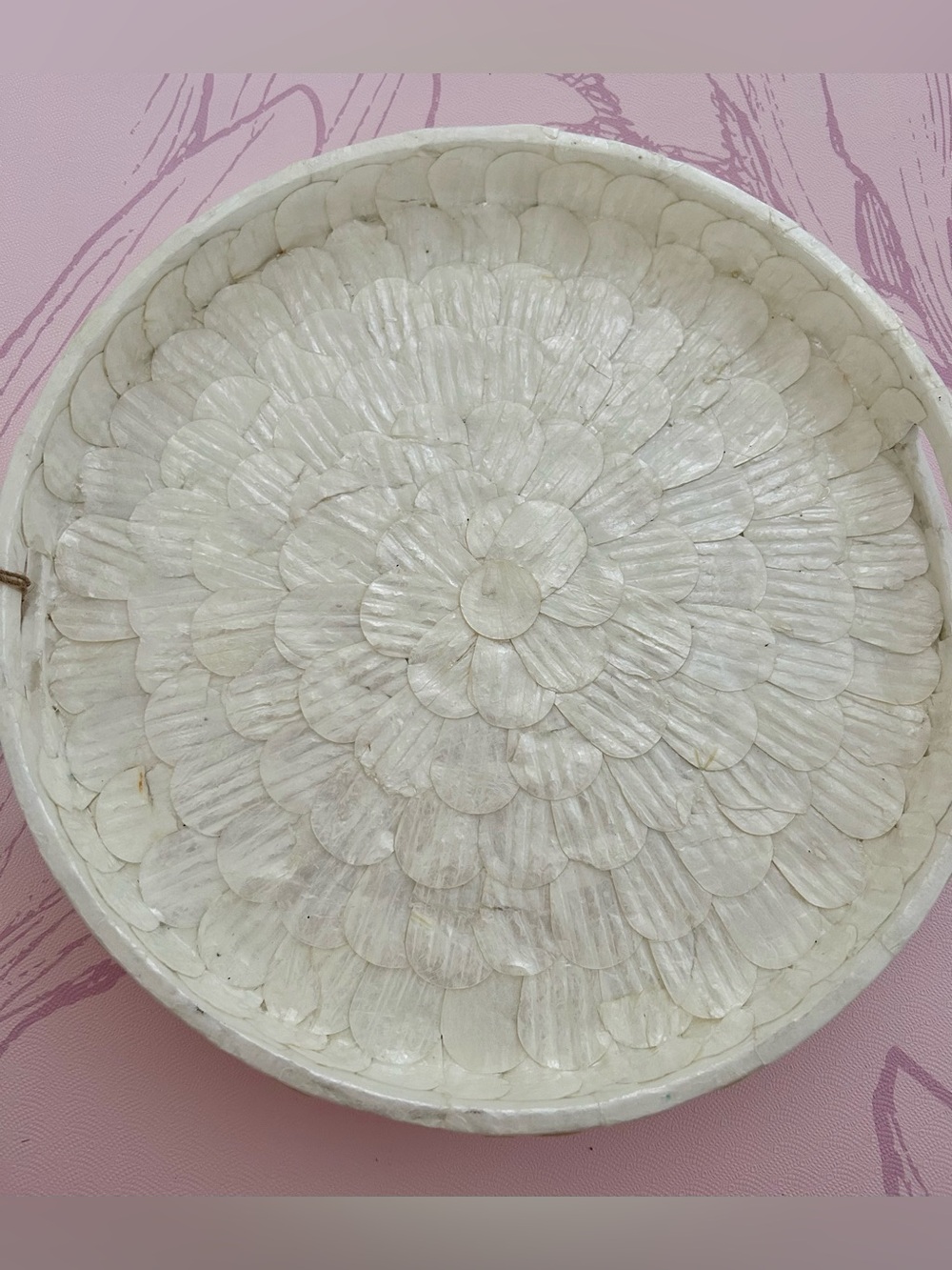 Large Round Peal-esque Decorative Serving Tray